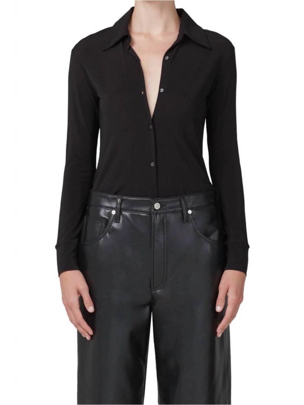 CITIZENS OF HUMANITY Dalhia Mesh Button Down Shirt xs black